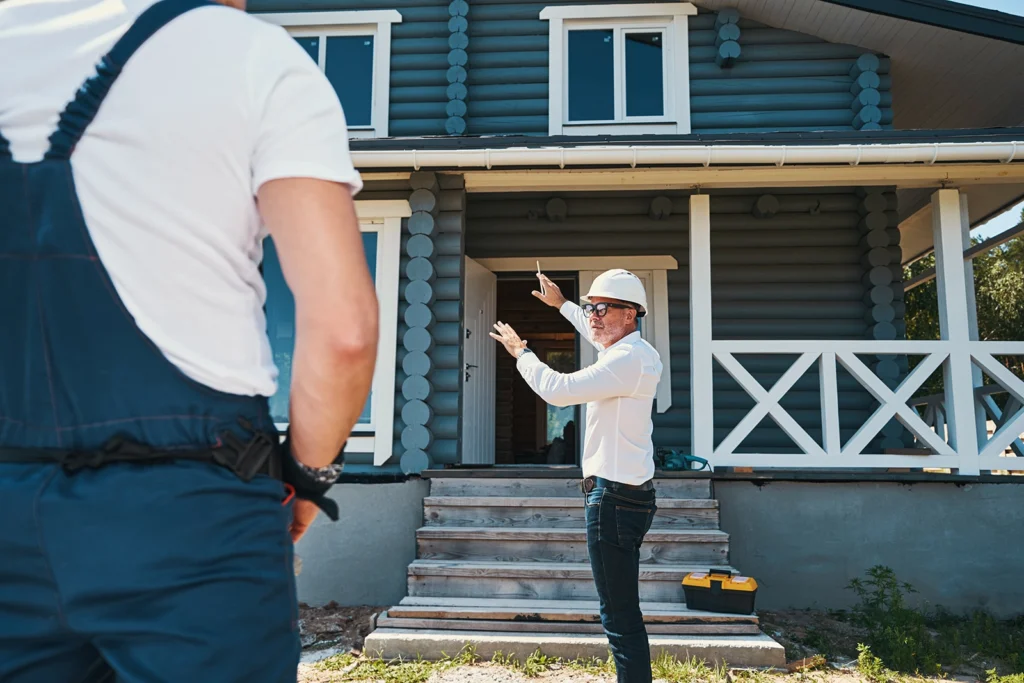 construction worker explaining his plan